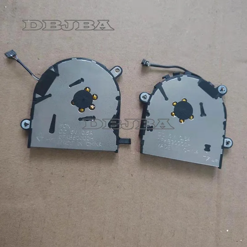 Small black laptop cooling fan with plastic housing and wire connector