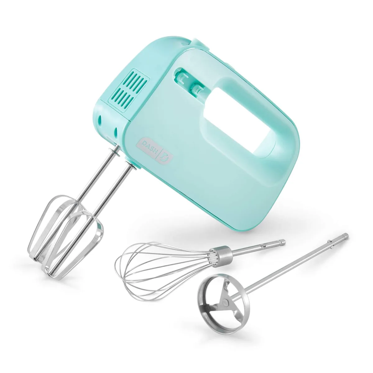 Aqua electric hand mixer with whisk and milkshake attachments