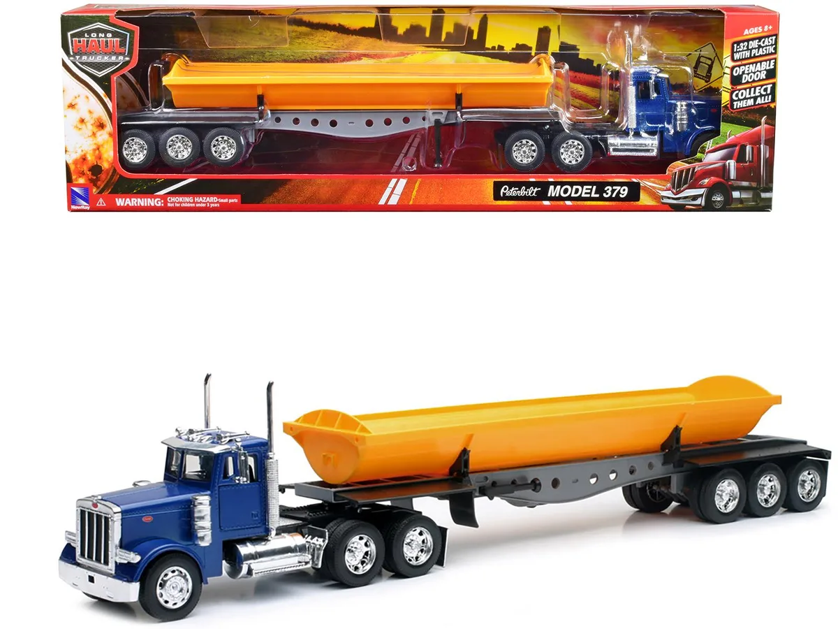 New Ray Toys New Ray Toys Peterbilt 379 Side Dump Blue Yellow 1/32 Diecast Hobby Collectible — product photo
