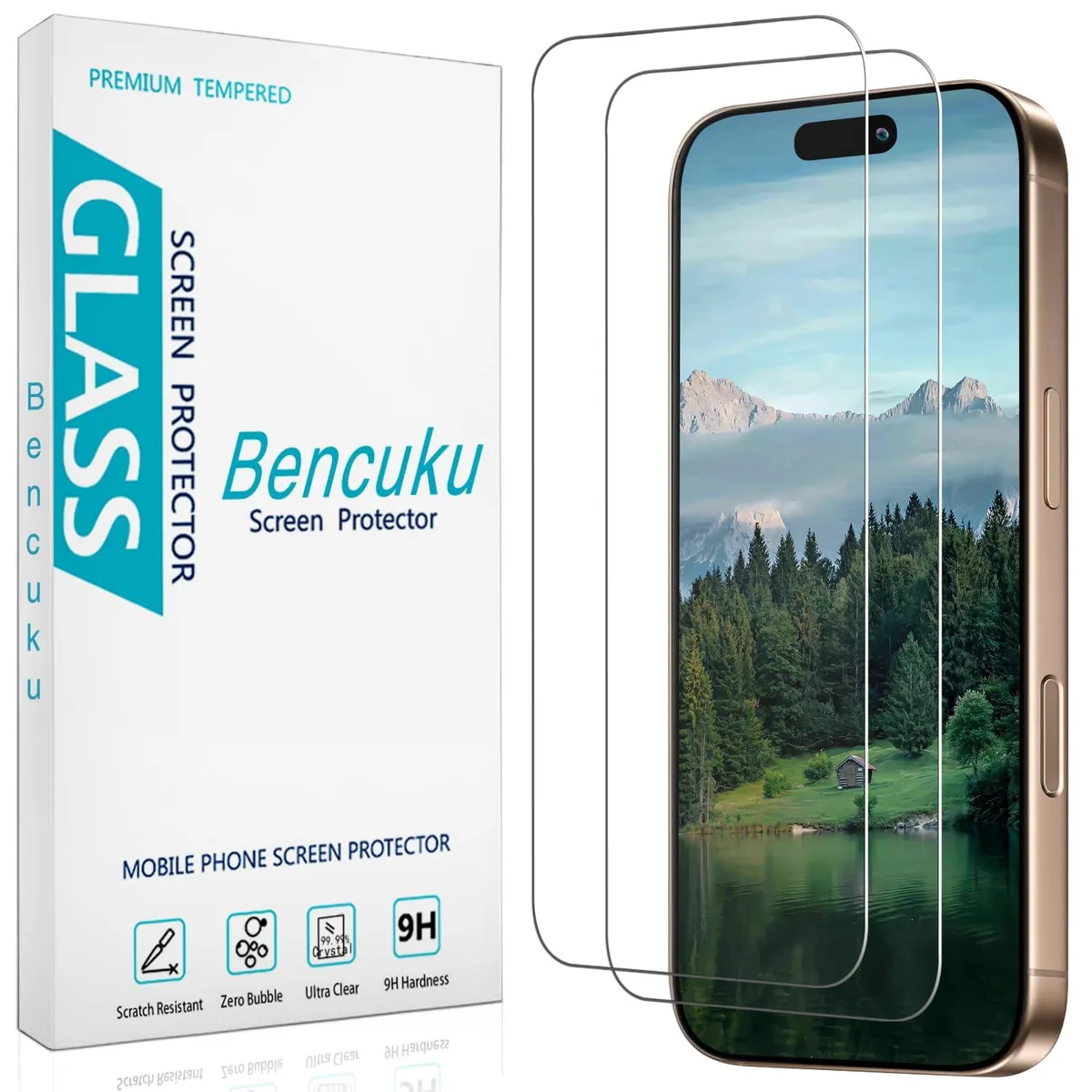  Bencuku Tempered Glass Screen Protector 2 Pack for iPhone 17 Pro 6.3 Inch — product photo