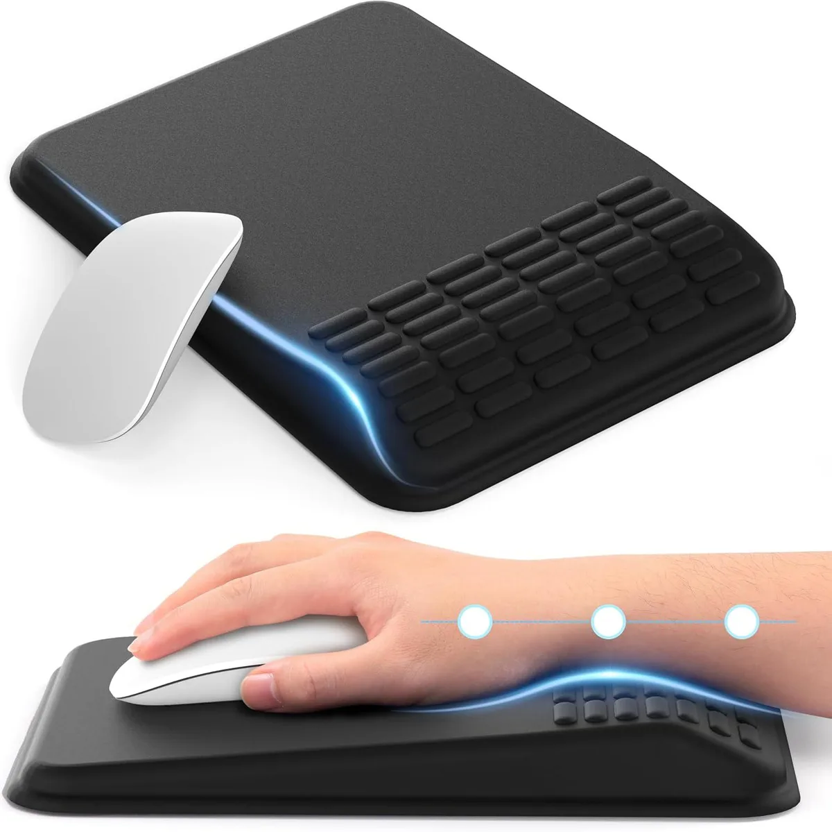 BAOFENG BAOFENG Ergonomic Mouse Pad with Wrist Rest Classic Black 10.8 x 7.9 x 1.2 In 63D Memory Foam — product photo