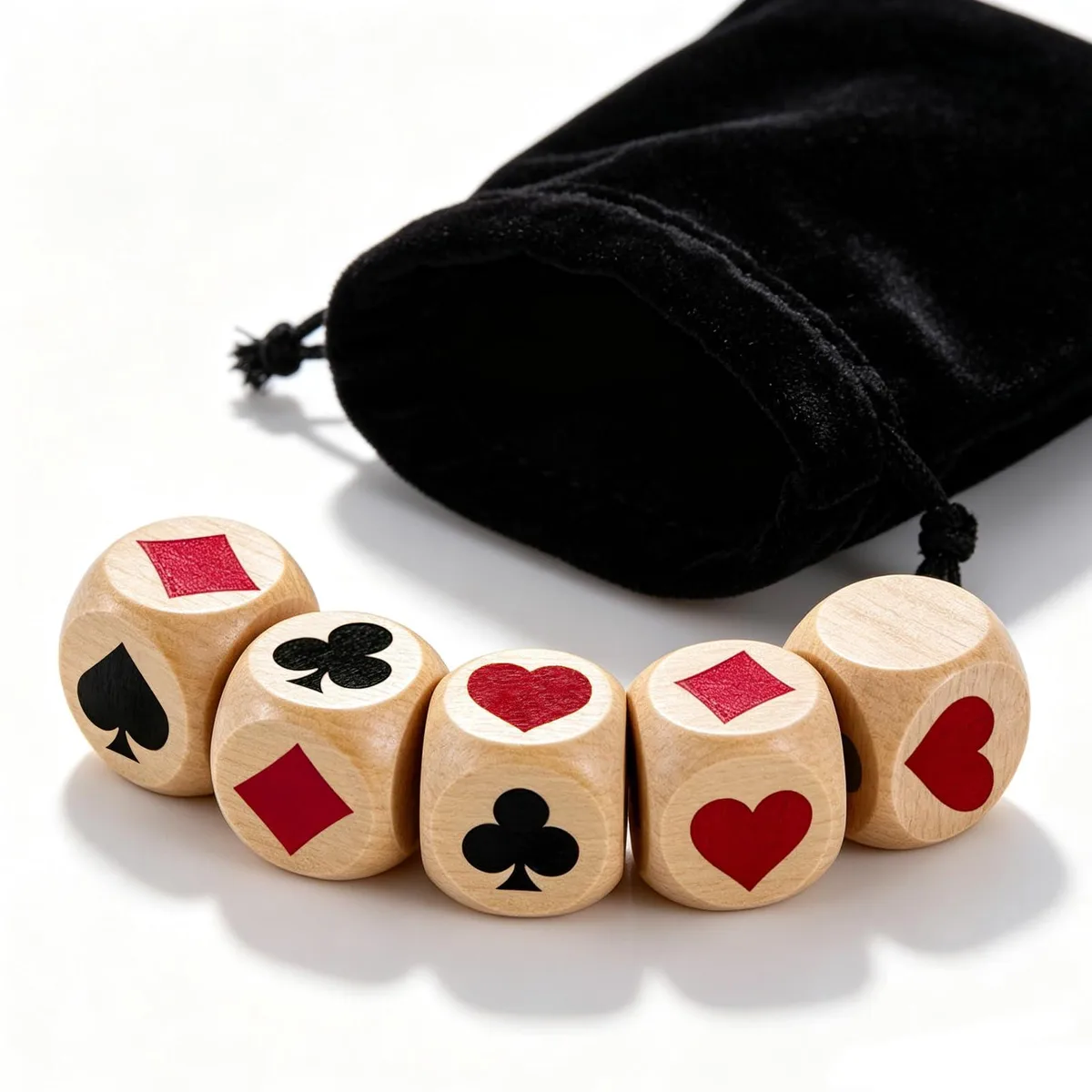 Worry Free Gadgets Wooden Euchre Trump Marker Dice Set 1.57" 5pcs — product photo