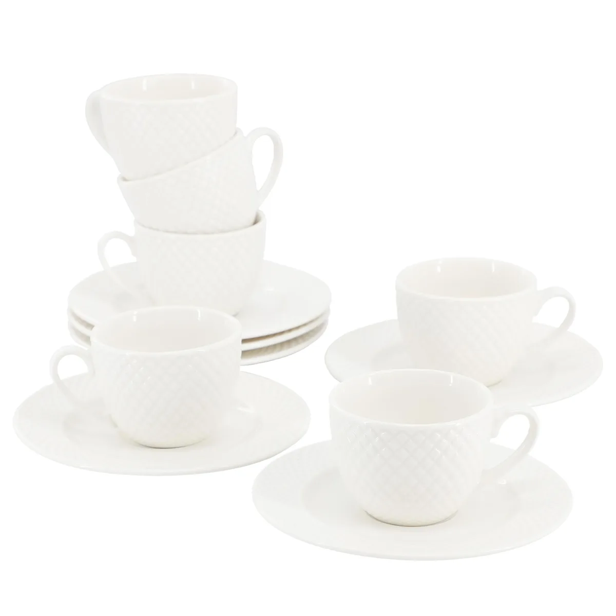 Elama Elama 510122094M 12-Piece Porcelain Espresso Cup &amp; Saucer Dinnerware Set — product photo