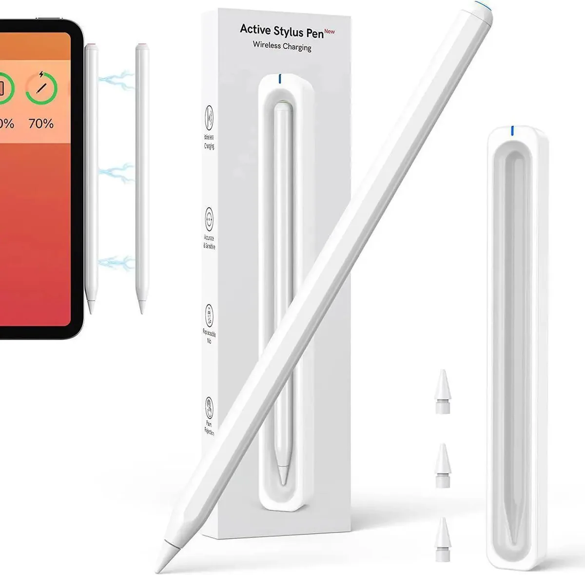 White Werleo stylus pen with wireless charging stand and Type-C cable
