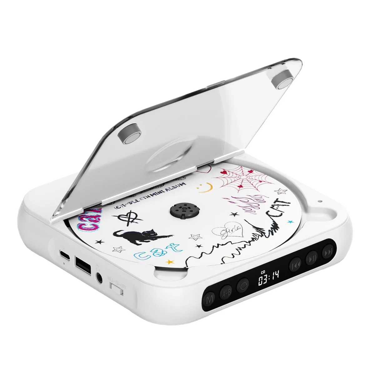  ENVYCLOUD Portable CD Player Bluetooth Ivory White 4.5 in — product photo