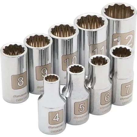 Dynamic Dynamic D004008 1/4" Drive 9 Piece 12 Point Metric Socket Set — product photo