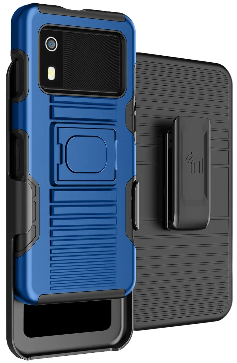 Nakedcellphone Nakedcellphone Ring Grip Stand Case + Belt Clip Holster Combo for Zebra EM45 RFID Mobile - Blue — product photo