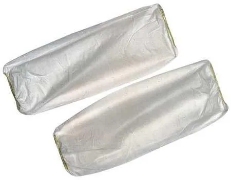White disposable polypropylene sleeves 18 in long elastic cuffs pack of 200