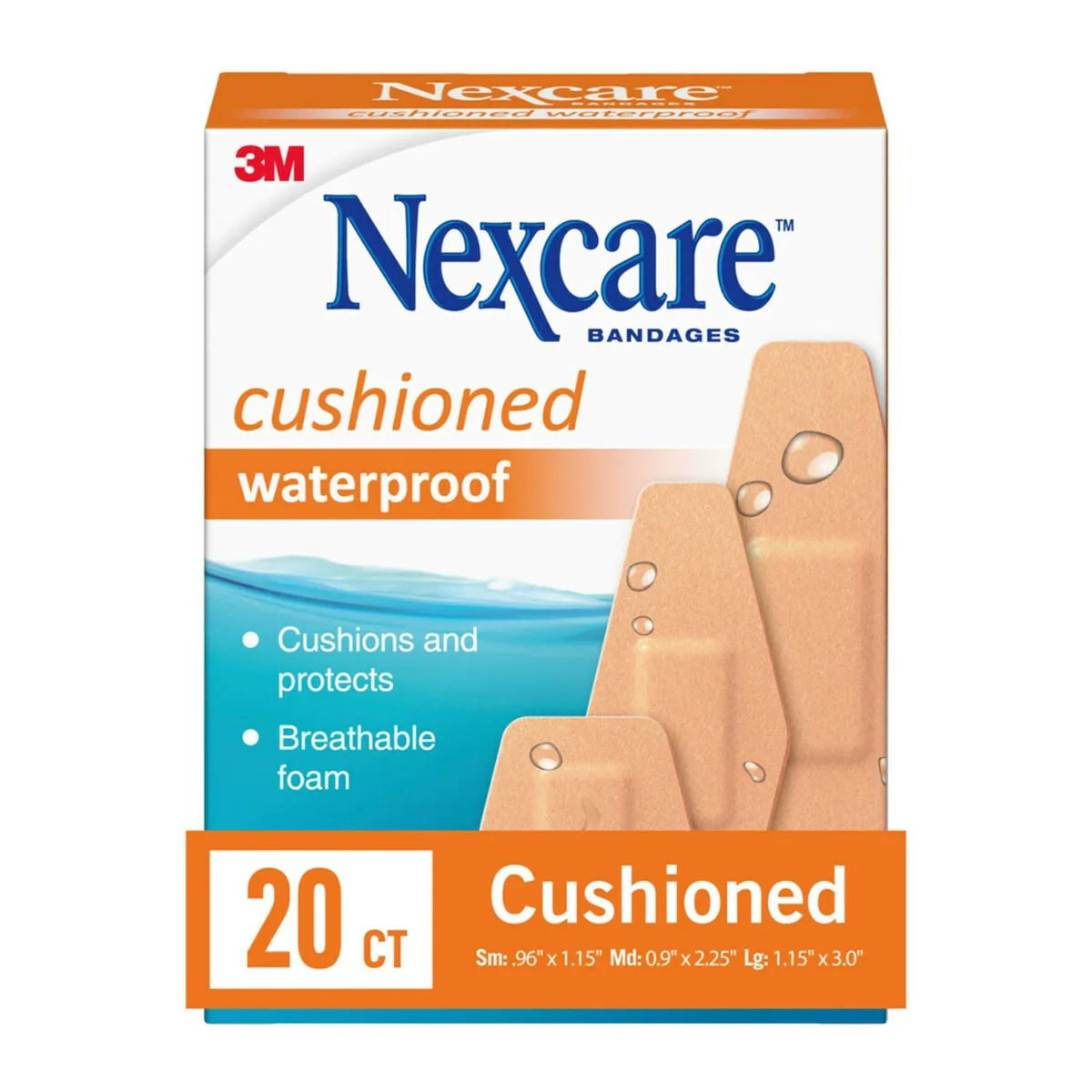  Nexcare 527-20CB Waterproof Cushioned Bandages 20 Count — product photo