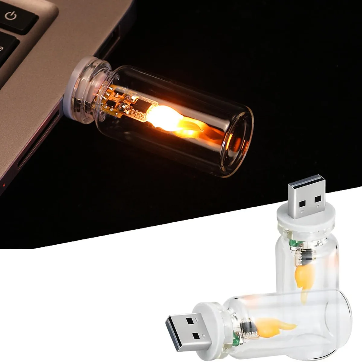USB LED Flame Lights 2 PCS Remote Timer Transparent Automotive Specialty Lighting — product photo