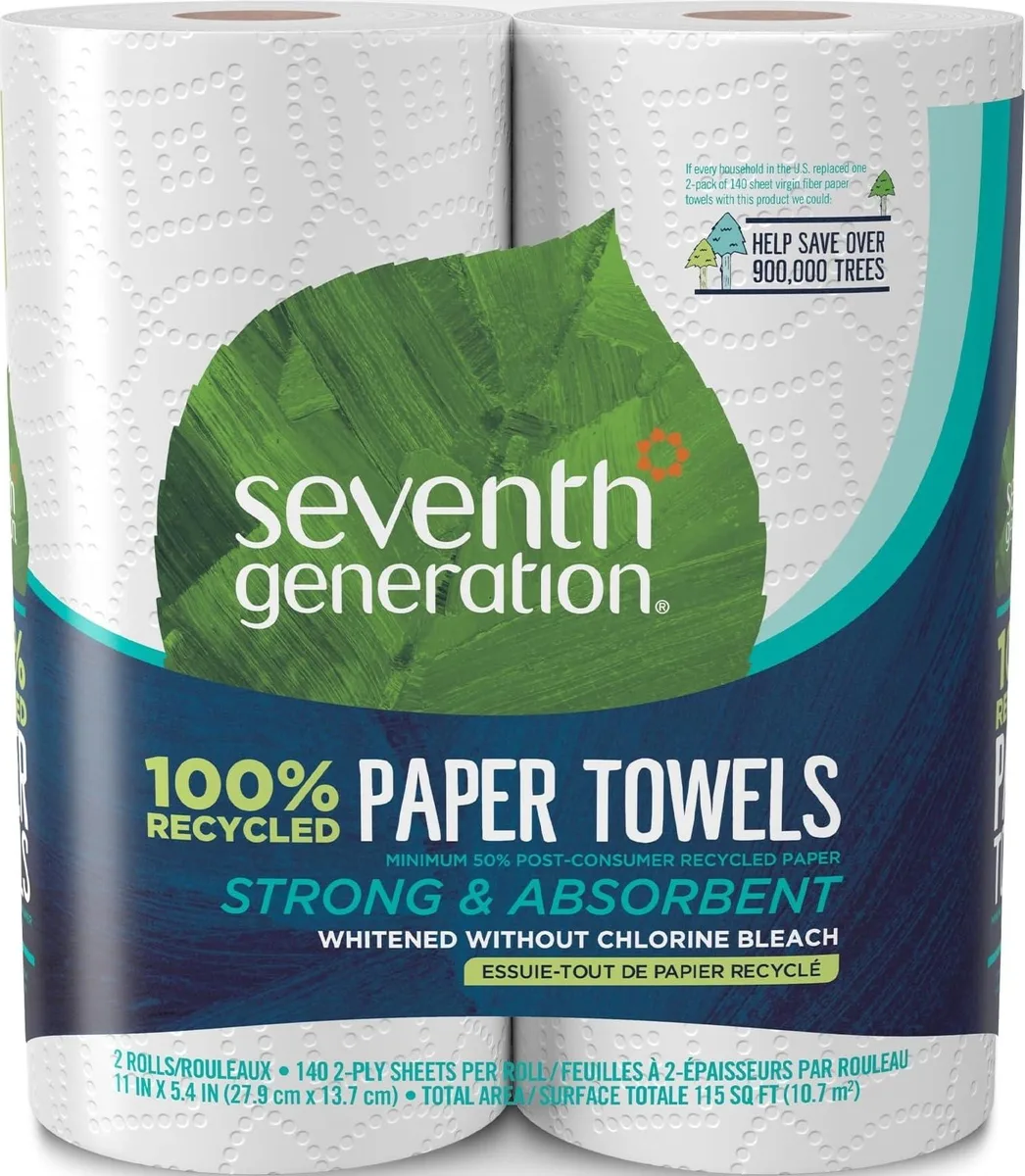 Two white paper towel rolls on a plain background