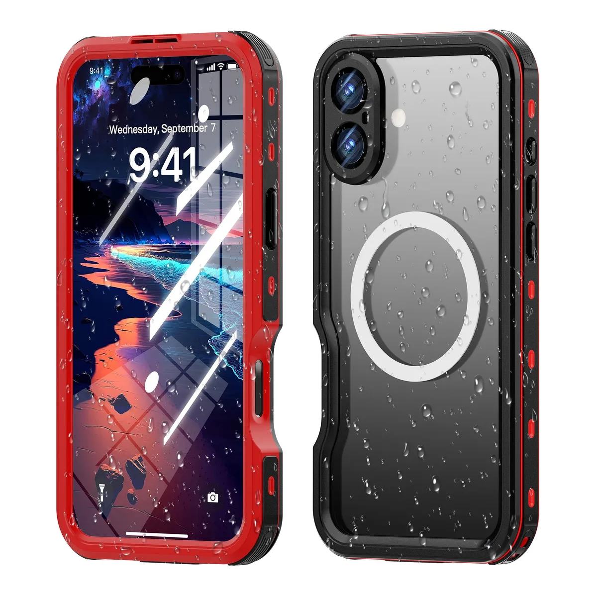 BONAEVER BONAEVER Waterproof Case iPhone 16 Plus 6.7" Red — product photo
