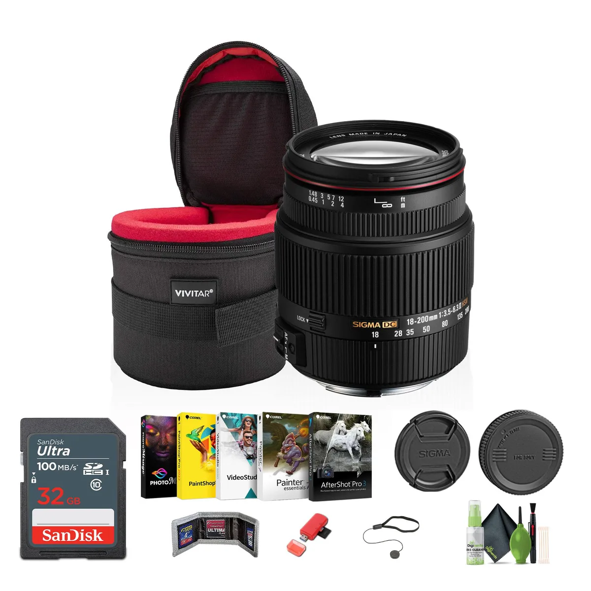 SIGMA SIGMA 18-200mm F3.5-6.3 II DC OS HSM Sony Alpha + Bundle camera lens — product photo