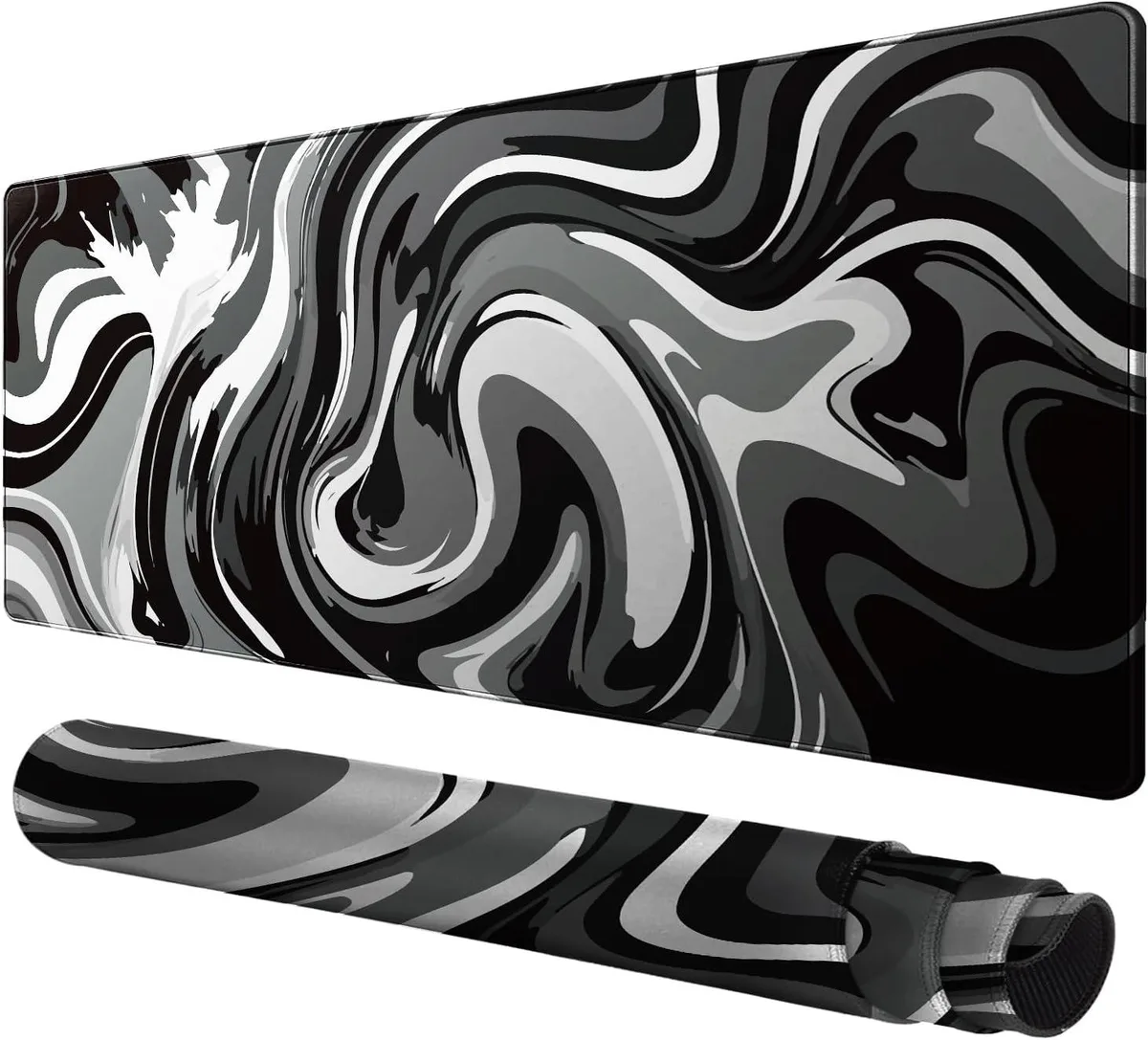 BAOFENG BAOFENG Large Gaming Mouse Pad Black &amp; White Abstraction 23.6 x 11.8 inches — product photo