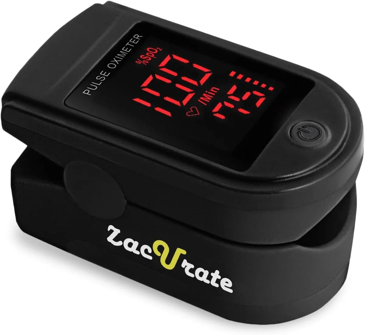 Royal Black fingertip pulse oximeter with LED display and silicone cover
