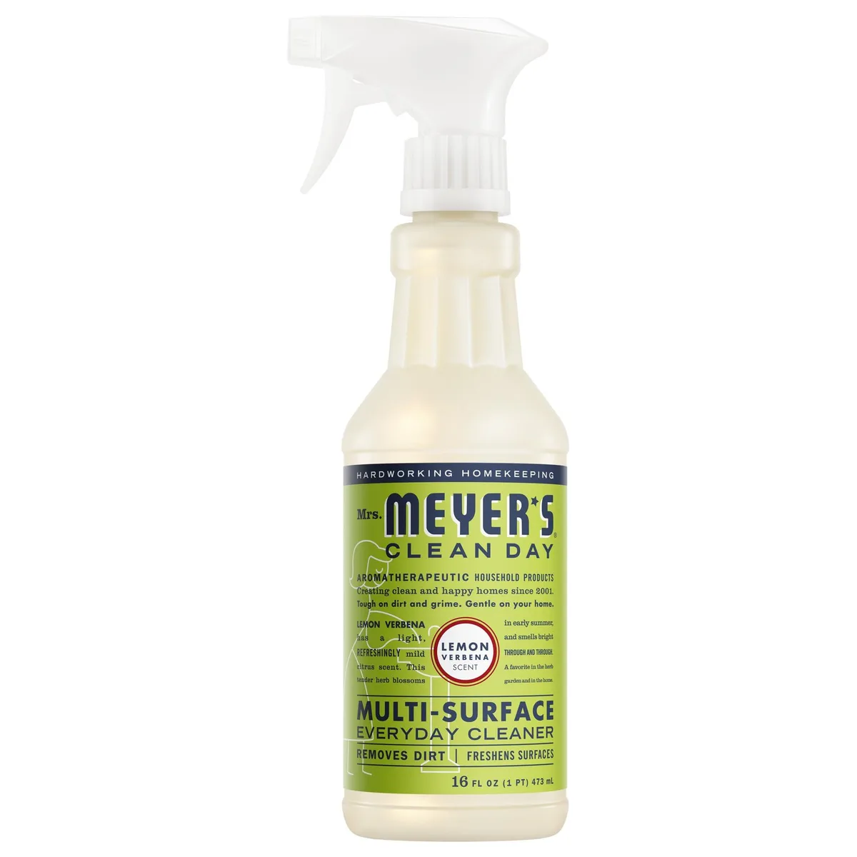 Mrs. Meyer's Lemon Verbena multi-surface cleaner 16 fl oz spray bottle two-tone zebra design