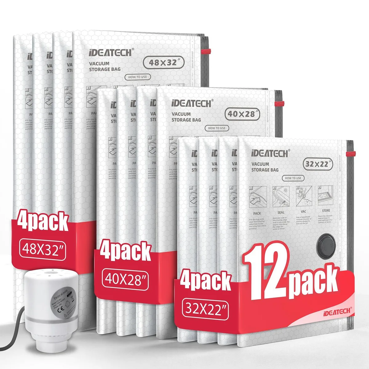  IDEATECH 372 Vacuum Storage Bags 12-Pack 47.24x31.35x.3 in — product photo