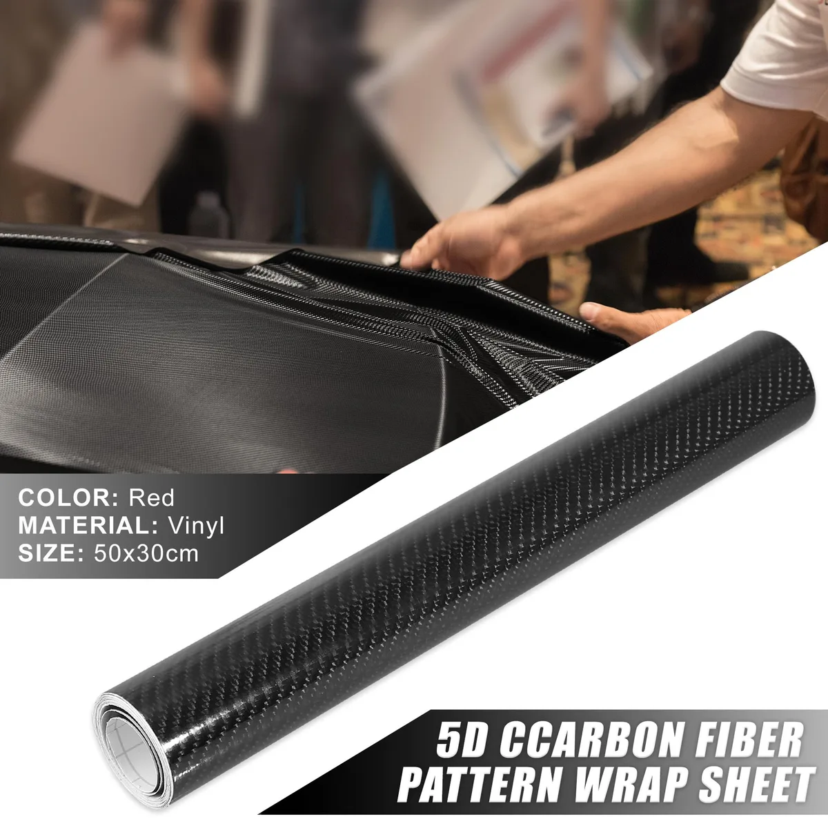 Unique-Bargains Unique-Bargains 5D Glossy Carbon Fiber Vinyl Wrap Black 12"x20 — product photo