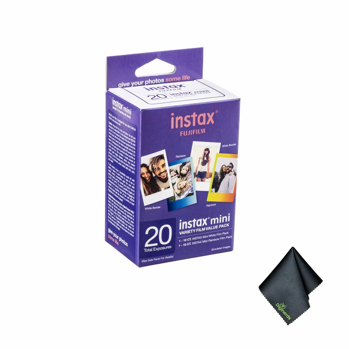 FUJIFILM FUJIFILM 16386016 INSTAX MINI Film Variety Pack 20 Exposures White Rainbow Cloth — product photo