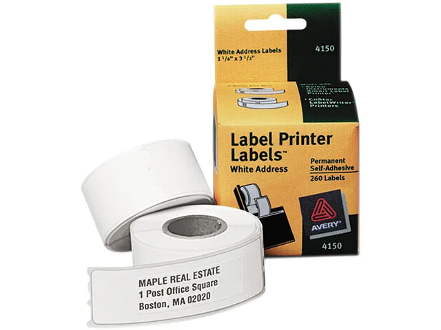Avery Avery 4150 Address Labels 1-1/8" x 3-1/2" 260 Roll Labels mailing supply — product photo