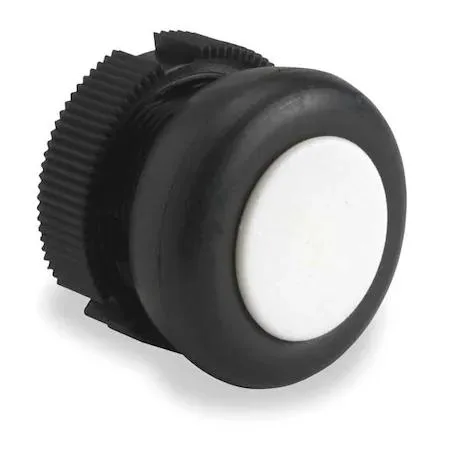 White 22 mm flush momentary push button operator with plastic head and bezel