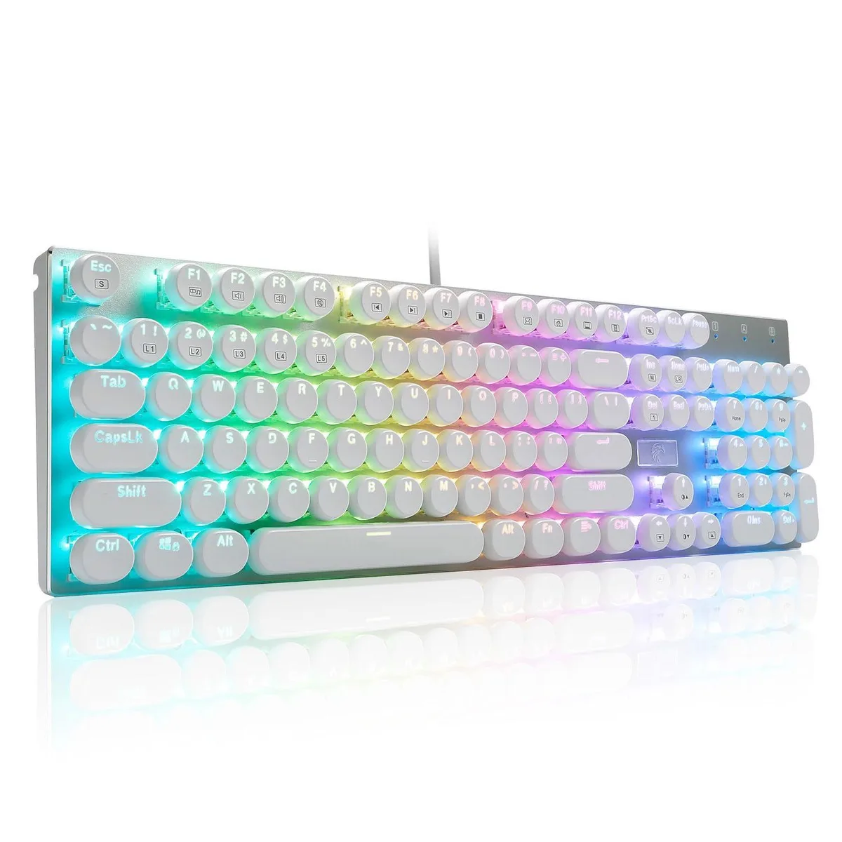 HUO JI 43211706 Typewriter Mechanical Gaming Keyboard White — product photo