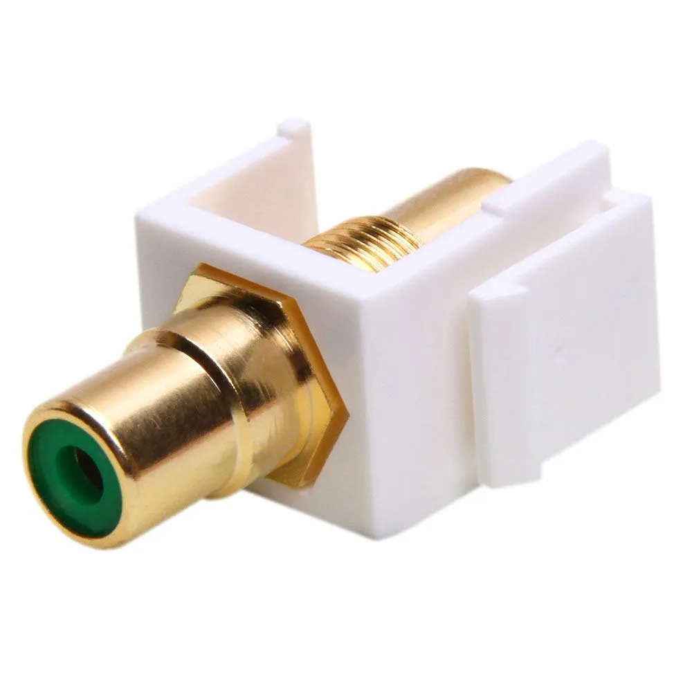 CMPLE CMPLE Keystone Jack Modular RCA Green Center White — product photo