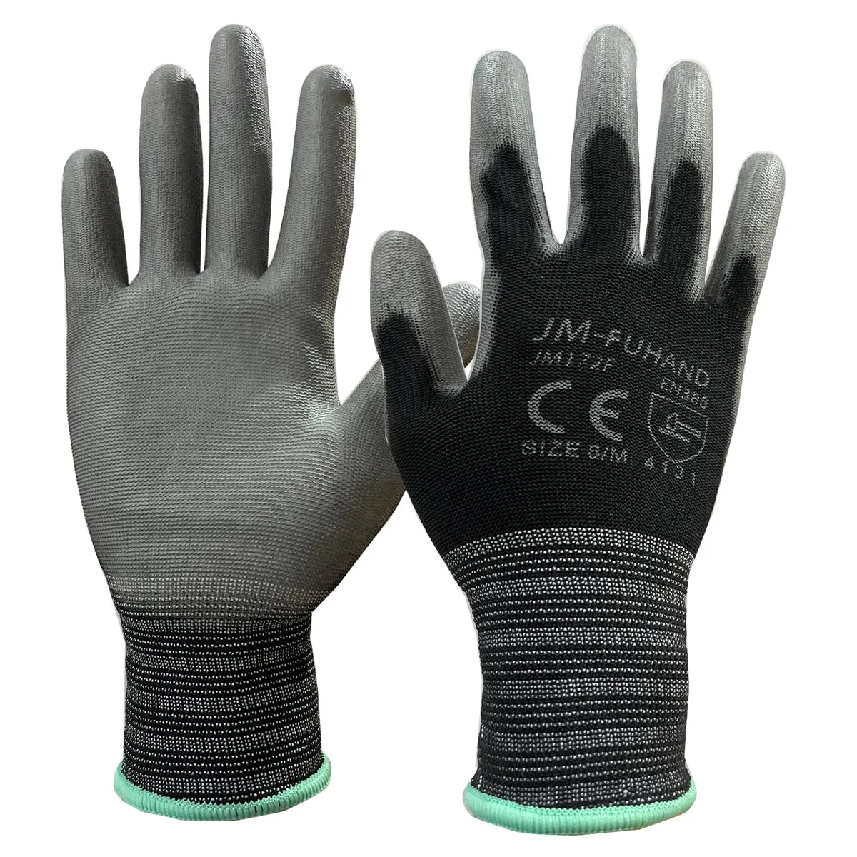 JM-FUHAND Anti-Static Work Gloves Medium Black/Grey 2 Pairs CE EN388 4131 — product photo