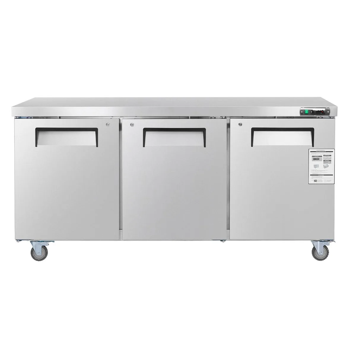 VEVOR VEVOR 72" 17.7 Cu.Ft Commercial Freezer, 3 Door Worktop Table with Casters — product photo