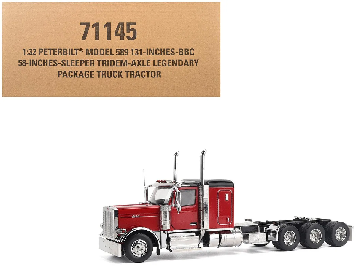 DieCast Masters DieCast Masters Peterbilt 589 Tridem-Axle 58" Sleeper Legendary Red 1/32 Hobby Collectible — product photo