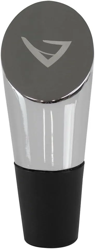 Stainless steel and black silicone wine stopper with tapered seal