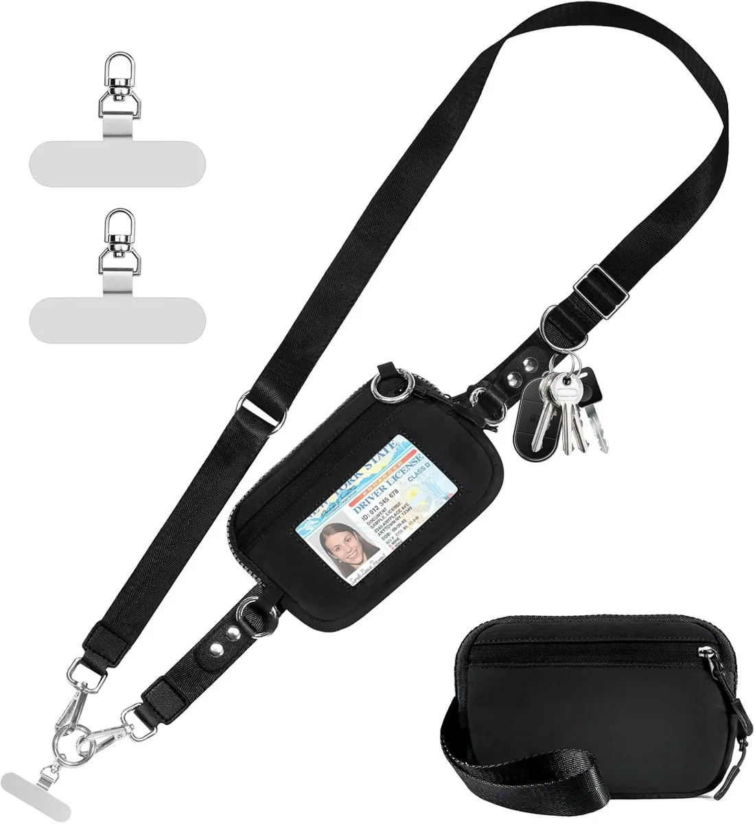 MCHOSE MCHOSE Clip and Go Strap with RFID Wristlet Wallet Black 41.5 to 60 inches — product photo