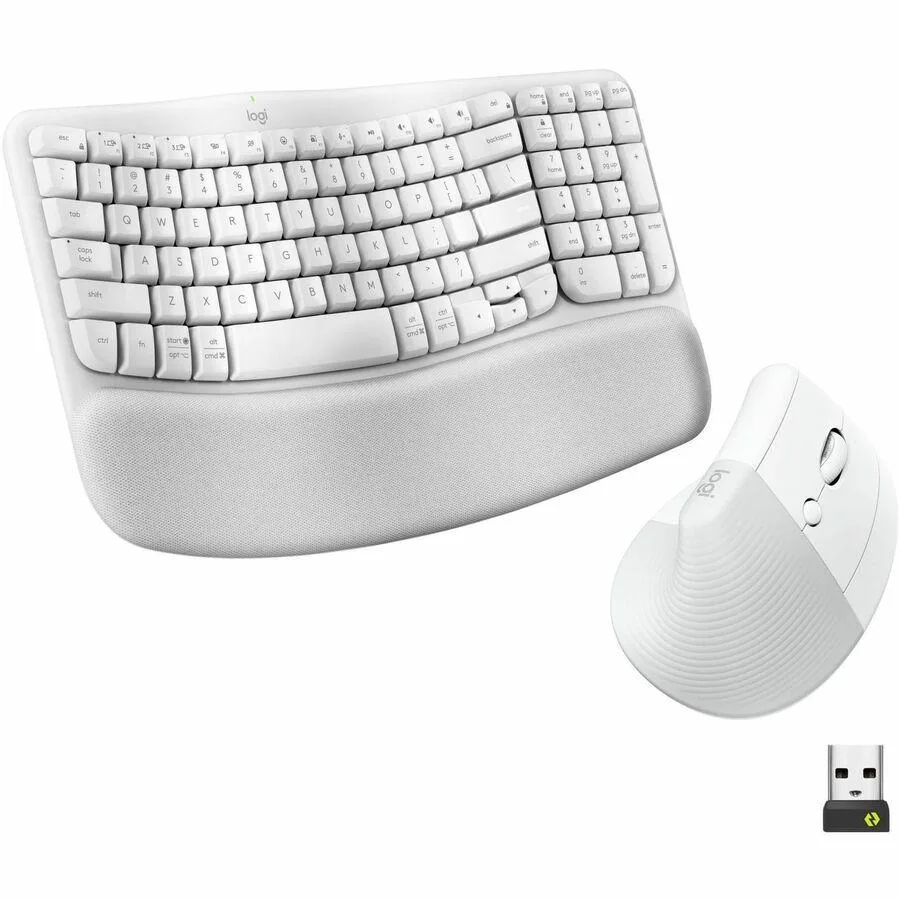 Logitech Logitech Wave Keys &amp; Lift Vertical Ergonomic Wireless Keyboard Mouse Combo Off-white 920-013611 — product photo