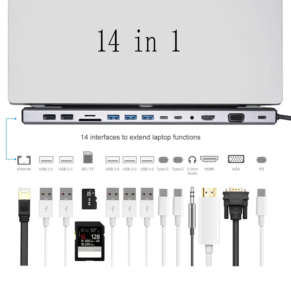 Jansicotek Jansicotek DS14IN1 14-in-1 Docking Station Silver — product photo