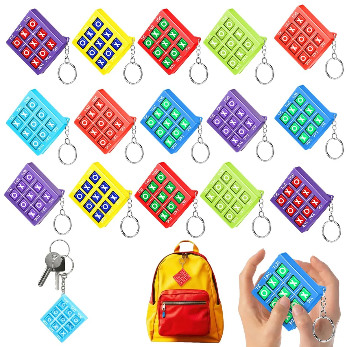  Zomiboo Tic Tac Toe Game Keychains 16 Pcs 6 Color — product photo