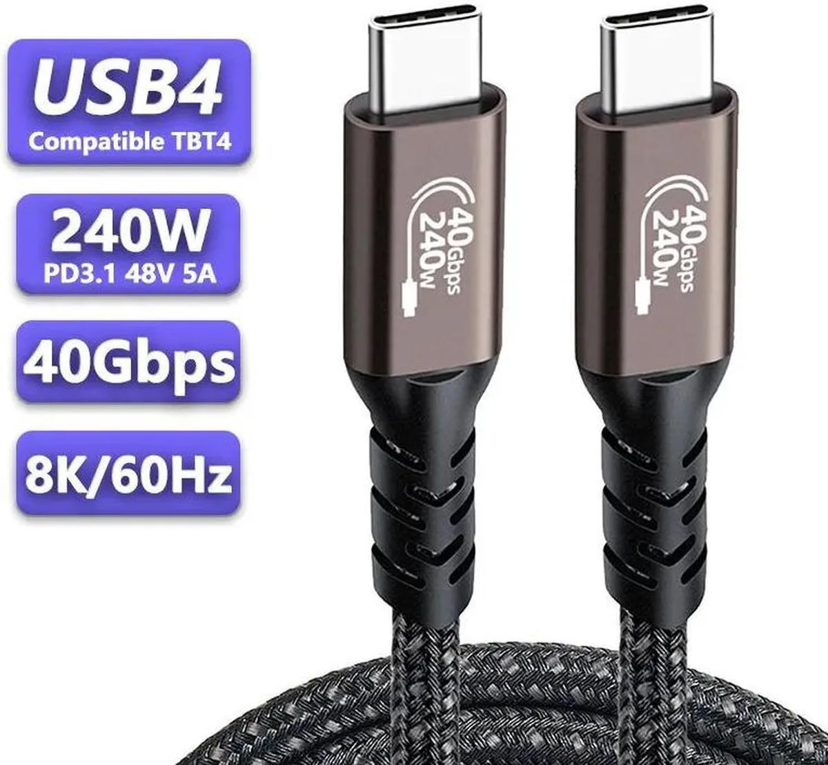 SMUGDESK SMUGDESK USB4 40Gbps 240W USB-C Cable 3.3FT Black — product photo