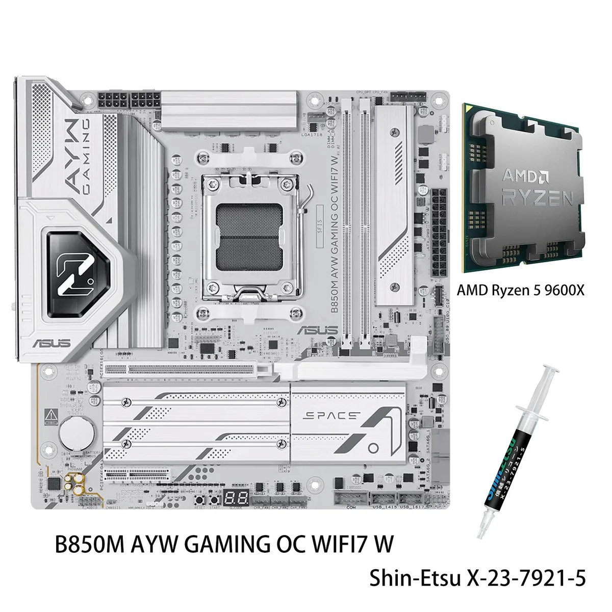 ASUS ASUS B850M AYW GAMING OC WIFI7 W AMD Motherboard & Ryzen 5 9600X CPU Combo — product photo