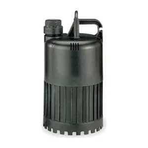 Dayton 3YU56 utility pump, black polypropylene body, 6 in diameter, 10 1/2 in tall, 1-1/4 in discharge, plug-in cord, no switch