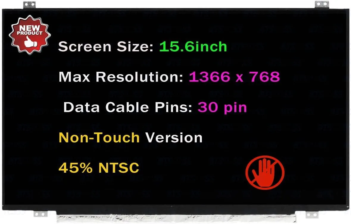 NUOLAISUN NUOLAISUN 15.6" HD 1366x768 30 Pin LCD Non-Touch Laptop Screen — product photo
