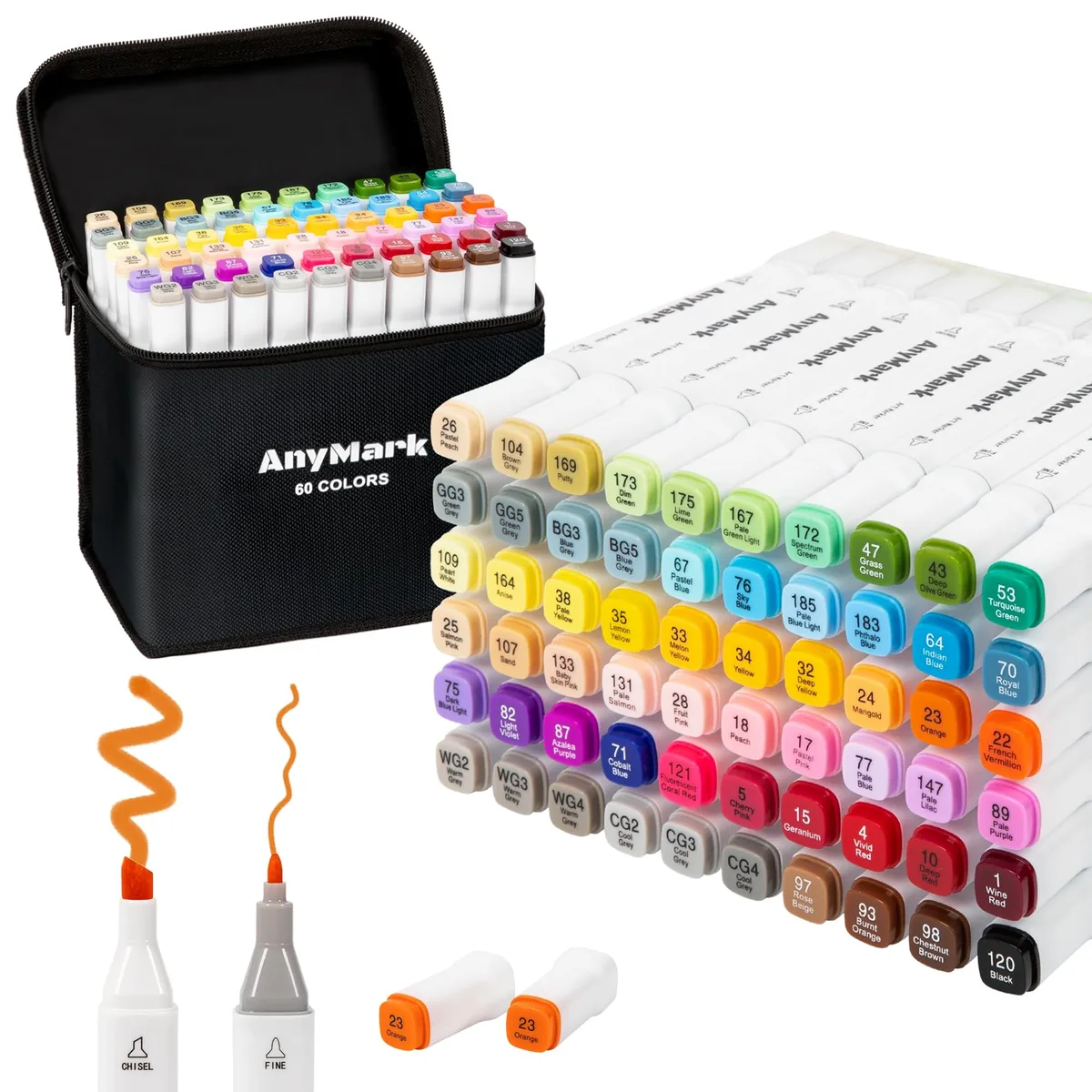  AnyMark 60 Dual-Tip Alcohol Markers White Penholder — product photo