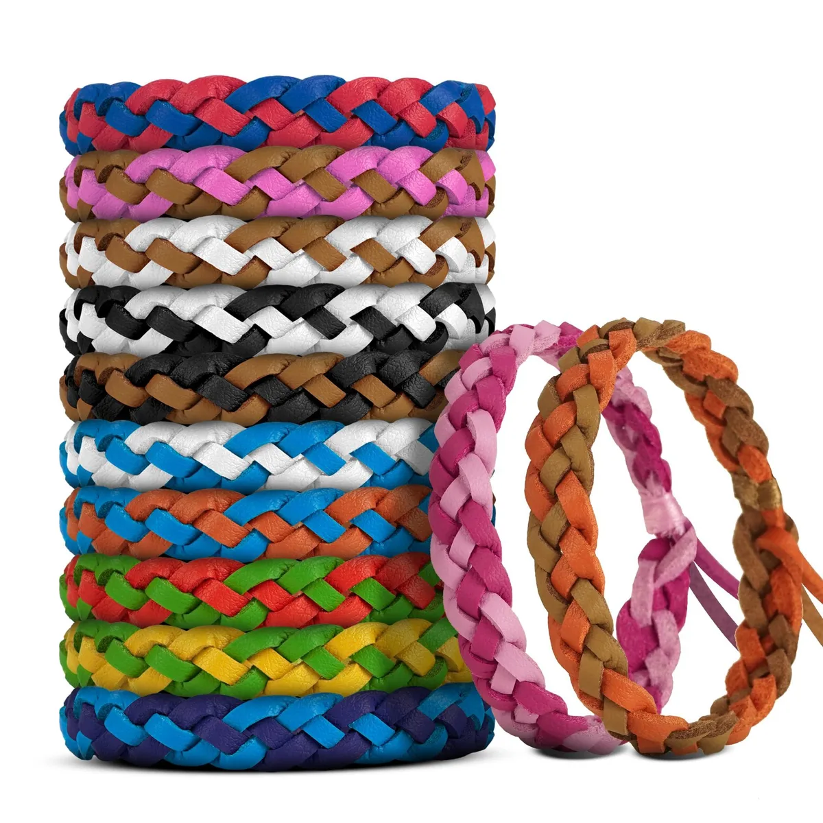 Twelve mosquito repellent bracelets in individual wrappers