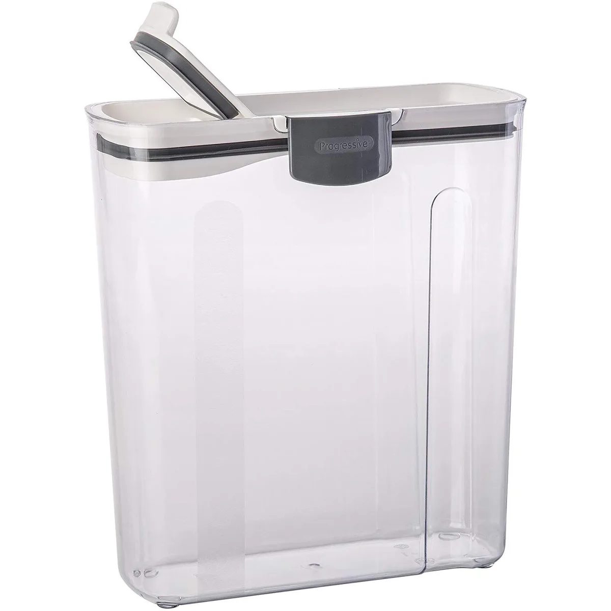 Clear plastic cereal keeper with flip spout and silicone seal