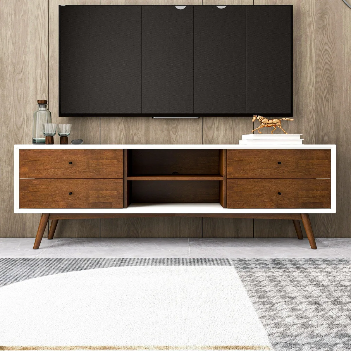 tuphen tuphen Caroline Walnut White TV Stand 72" Home Entertainment — product photo