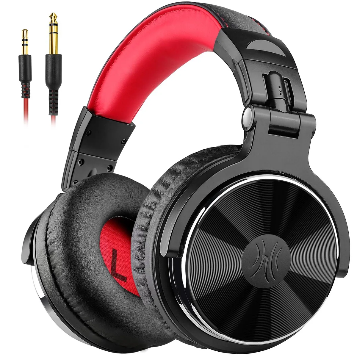 OneOdio Pro-10 Over-Ear Headphones 50mm Drivers 32 ohm 3.5mm 6.35mm Jack Red — product photo