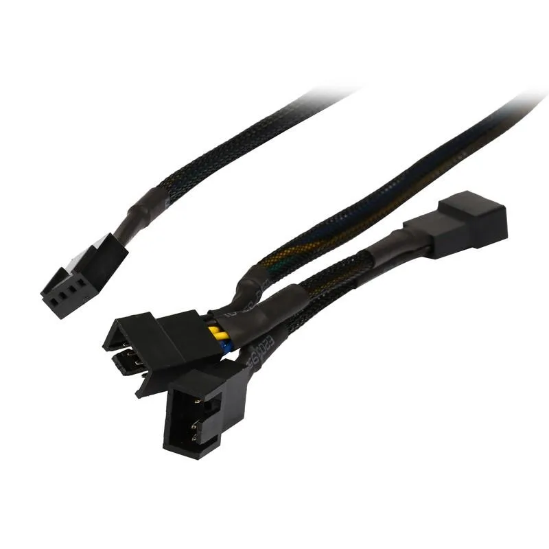 EN-Labs EN-Labs PWMSPL316 PWM Fan Splitter 1 to 3 16 inch (8+4+4) daisy chained Black Net Jacket Sleeved — product photo