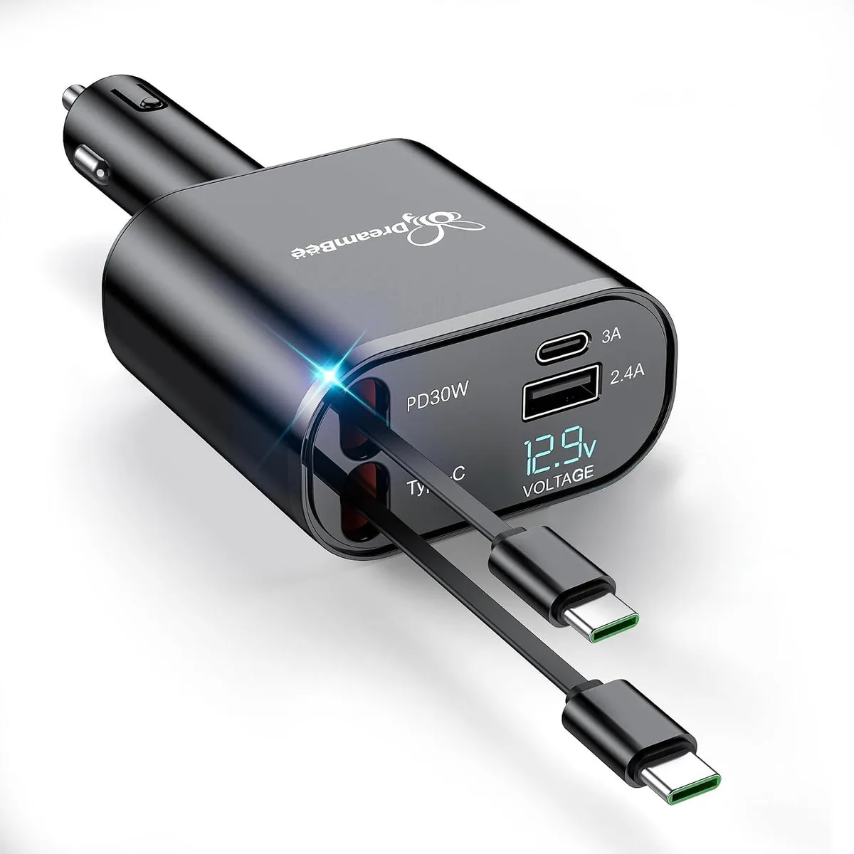 Leelbox Leelbox 66W Retractable Car Charger Dual USB-C 31.5in — product photo