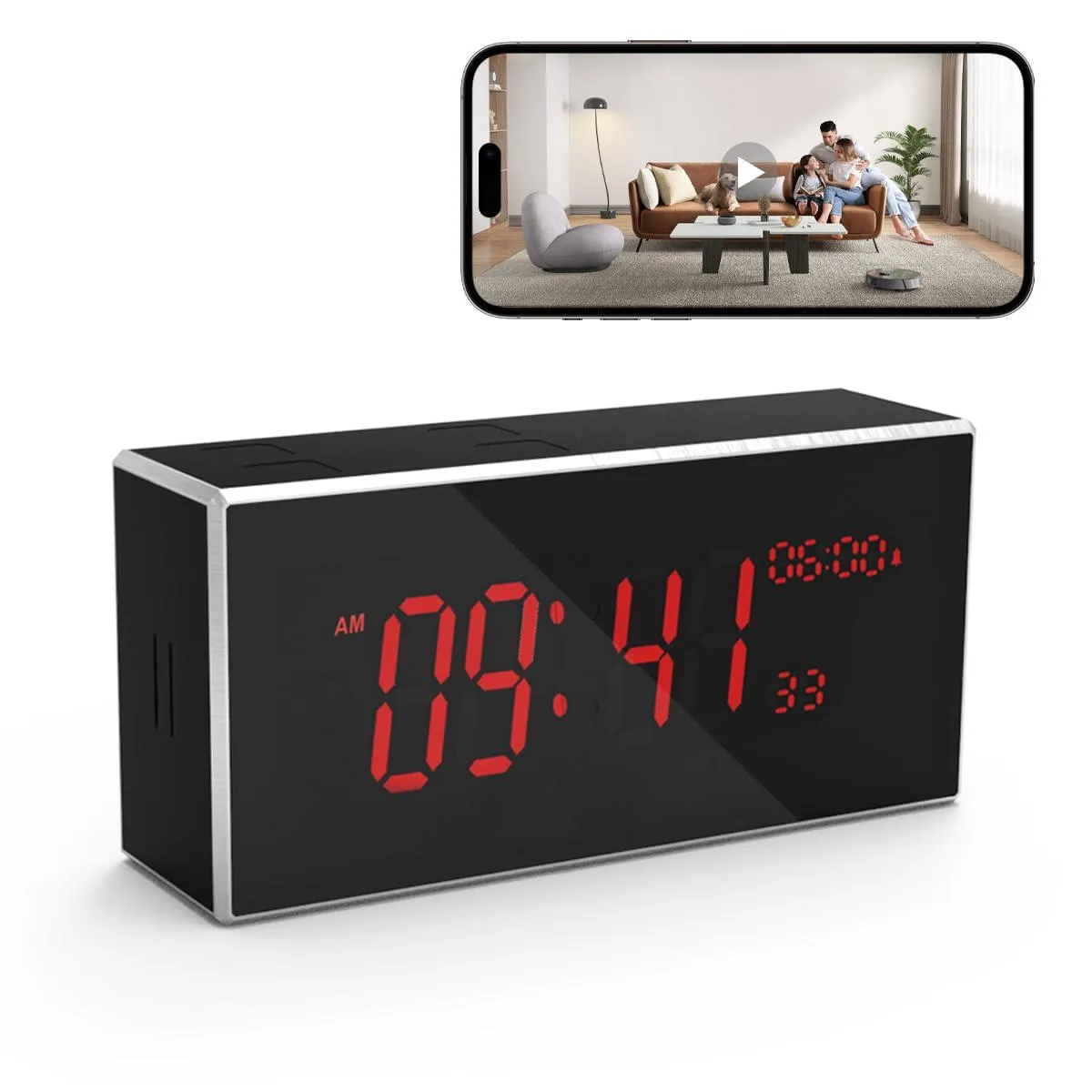 Clover H8 Wireless Surveillance 1080p 160° 2.4/5G Clock — product photo