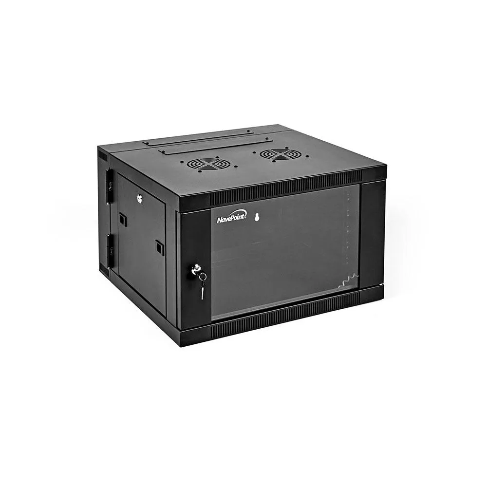 NavePoint NavePoint 6U Wall-Mount Cabinet 550mm Depth Hinged Back Swing Gate 2 Fans — product photo