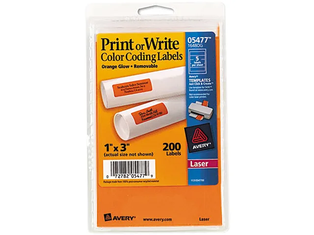Avery Avery 5477 Neon Orange removable labels 200 pack — product photo