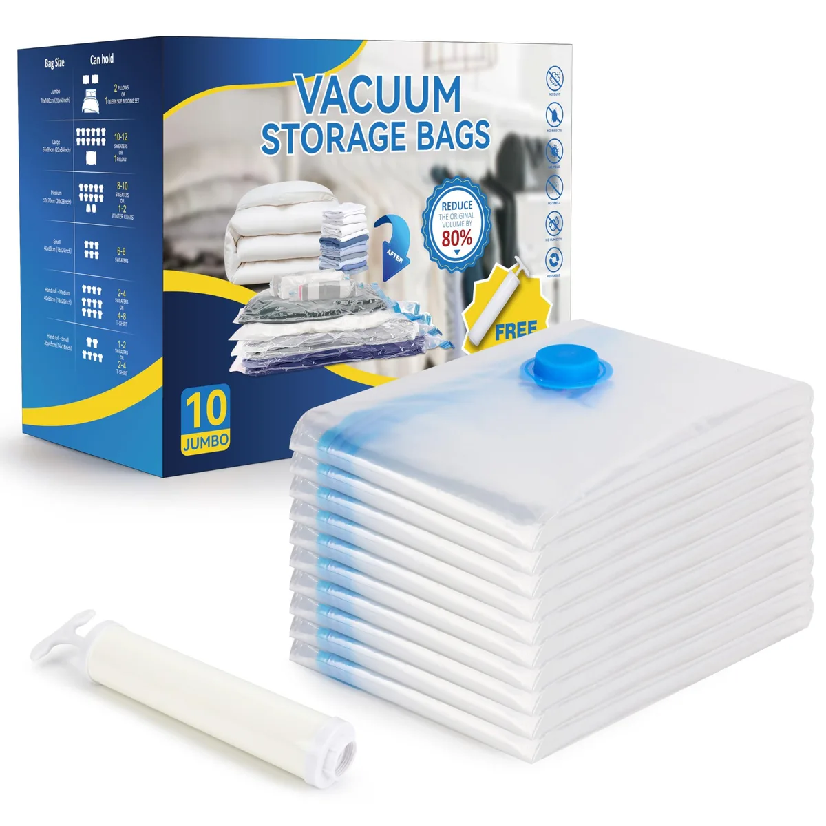  FoodSaver Simple Deluxe 10 Jumbo Vacuum Seal Bags with Hand Pump — product photo